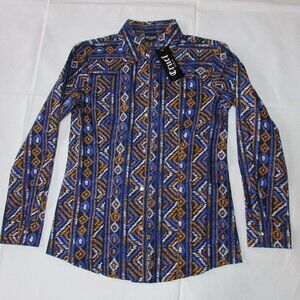Cruel Girl's Long Sleeve Printed Pearl Snap Western Cowgirl Shirt